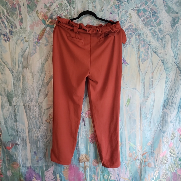 Like an Angel Retro Paper Bag Style Trousers size 12 Burnt Orange - Picture 3 of 8